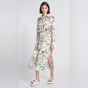SMYTHE Cote d'Azur Floral Print Long Sleeve Shirt Dress Size XS Org $650
